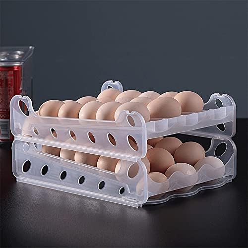 HOLPPO-ארג 36 רשת אוטומטי גלילה ביצה הולדר, שכבה כפולה מקרר ביצה מדף אחסון, פלסטיק נקי ביצה מגשים מטבח, לשימוש ביתי